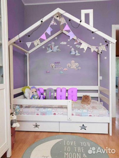 Кроватка берёза от 2х летТеремок с бортиком