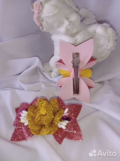 Заколки-бантики для волос ручной работы