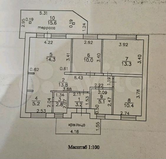 Коттедж 111 м² на участке 10 сот.