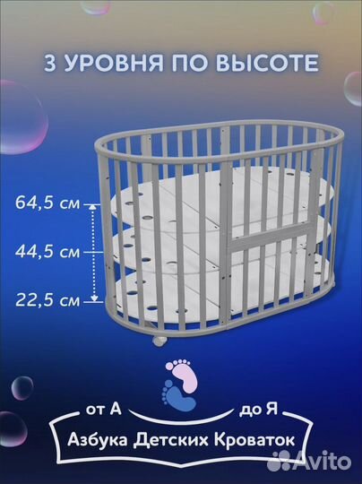 Детская кровать трансформер круглая/овальная