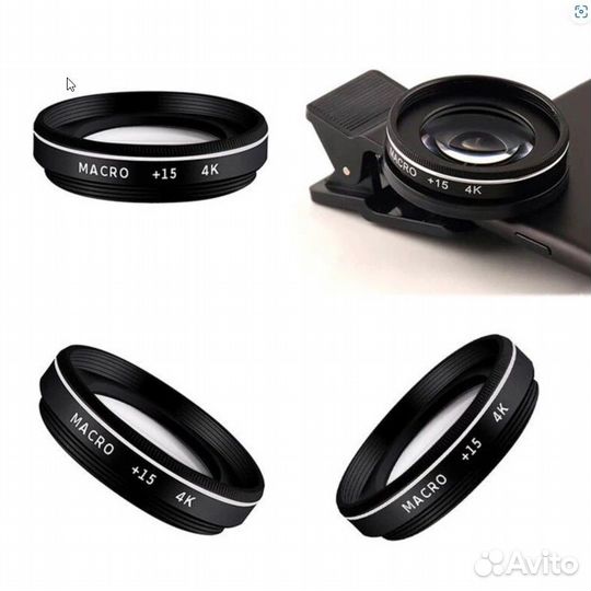 Макрообъектив для смартфона, 37 мм, 15X, 30x4K HD