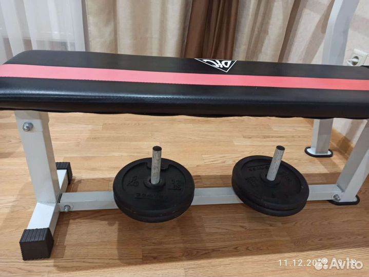 Тренажёр жим лёжа, гриф и блины