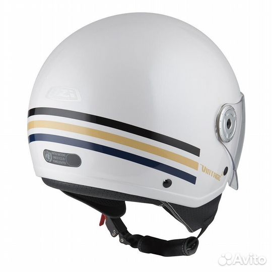 NZI Vintage 3 Open Face Helmet Glossy Triband White / Blue