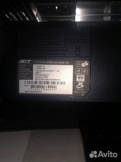 Монитор Acer V193W 75ghz