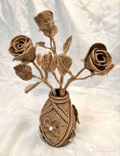 Декоративная ваза ручная работа с цветами