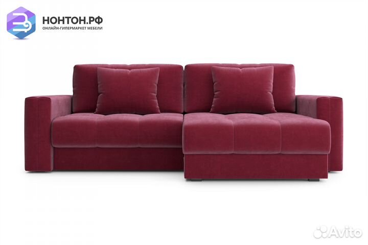 Диван угловой тик-так Монарх бордовый