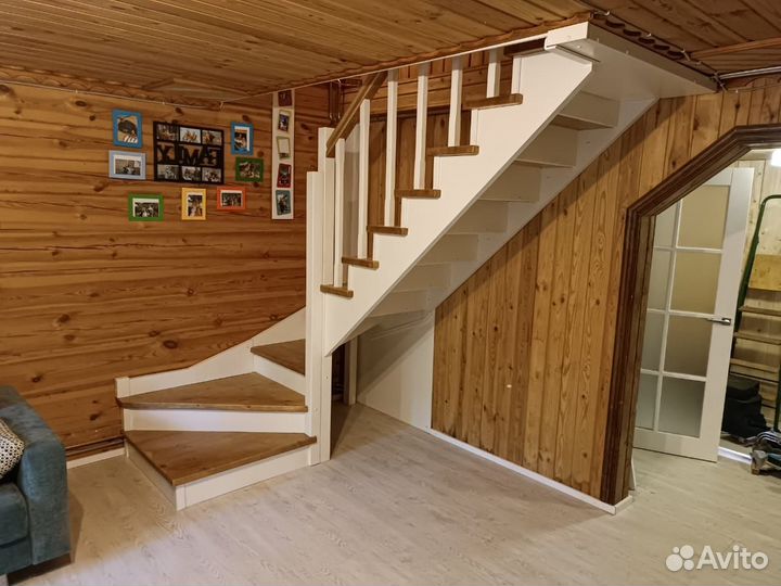 Деревянная лестница на 2этаж частного дома