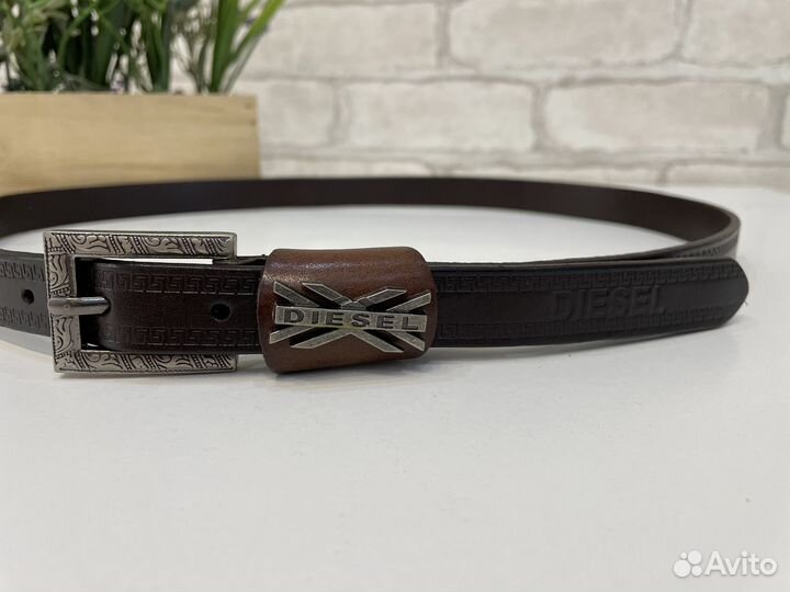 Ремень женский кожаный коричневый