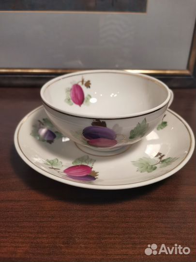 Чайная пара Крыжовник фарфор Пролетарий