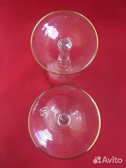 Бокалы Мозер старинные (пара) Moser Чехия позолота