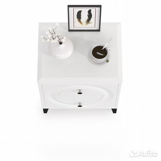 Тумба прикроватная Валенсия 13.291, цвет белый шагрень, шхгхв 49,2х38,4х64 см