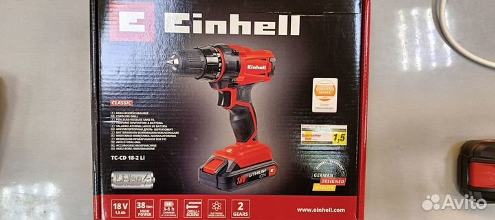 Дрель шуруповёрт Einhell аккумуляторный 18В 38 Нм