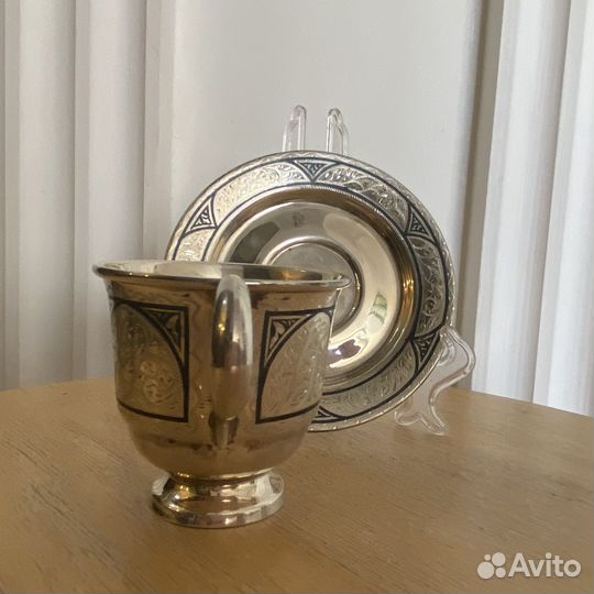 Подарочный набор чайная пара серебро 875 проба