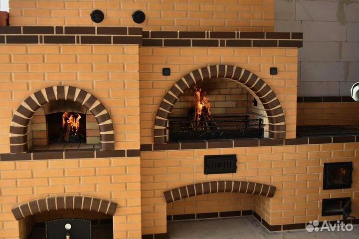 Каминная печь барбекю комплекс из кирпича под ключ
