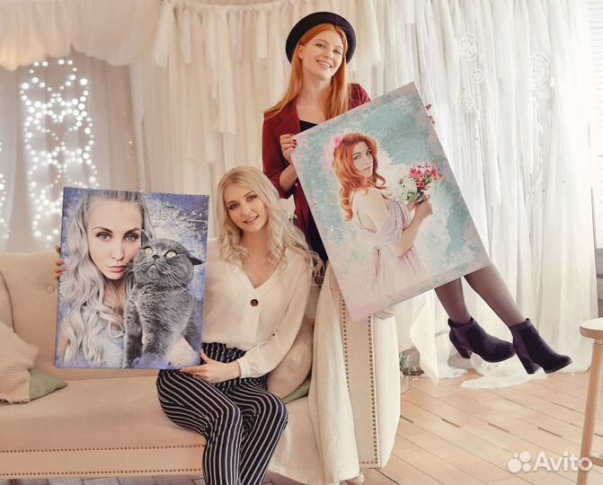 Портрет по фото на холсте с доставкой