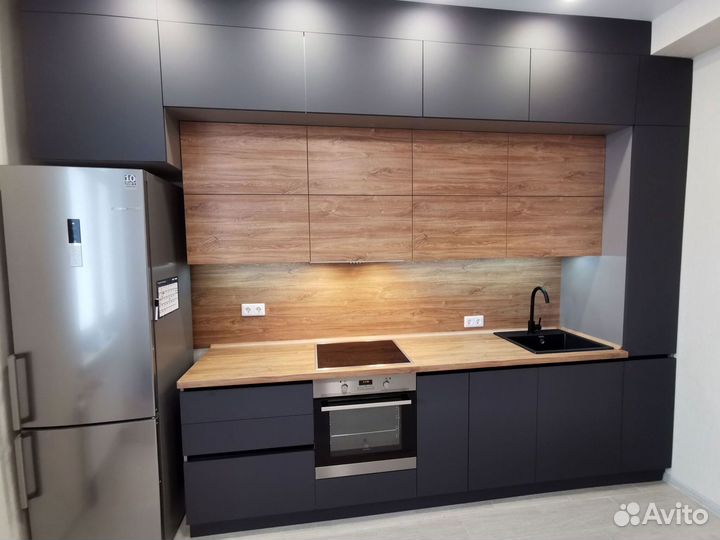 Прямая кухня мдф фасады