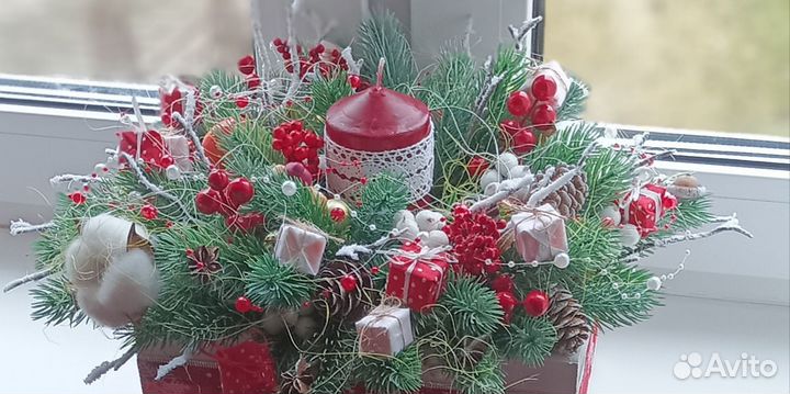 Новогодняя композиция,подсвечник 