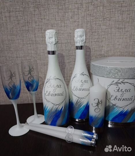 Свадебные бутылки и бокалы