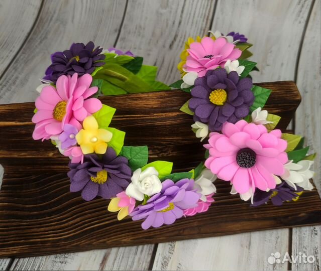 Ободки с ушками, ободки с цветами из фоамирана