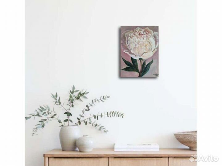 Пион. Картина маслом на холсте