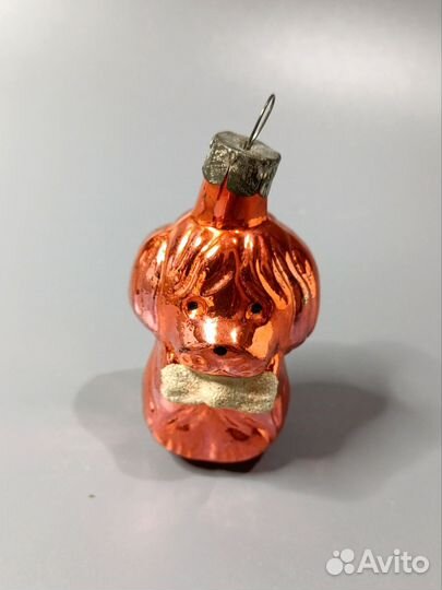 Елочная игрушка СССР щенок с бантом