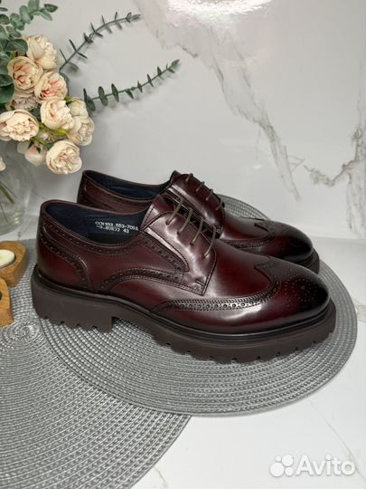 Туфли мужские кожаные Новые El Tempo бордовые