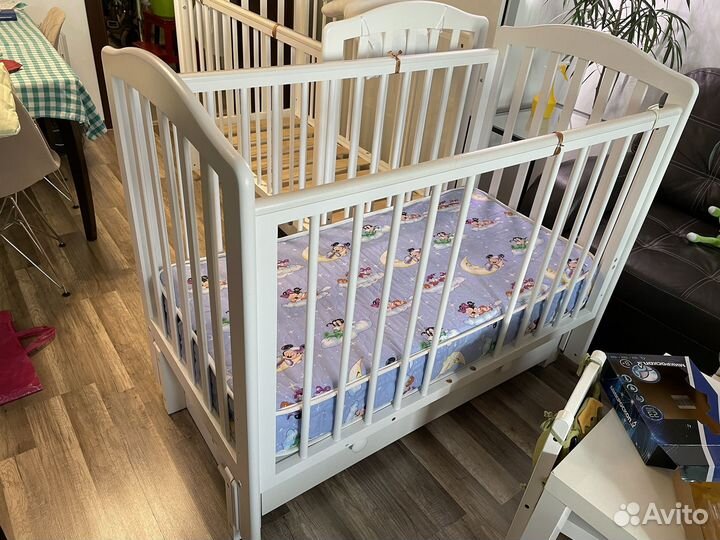 Кроватка+матрас детская Piccolo Пикколо 3 белая