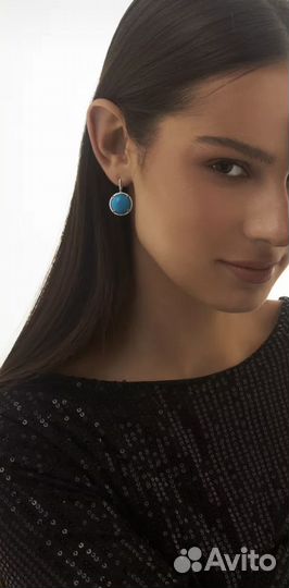 Серьги с натуральной бирюзой