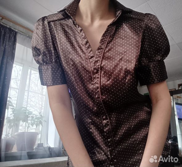 Шоколадная рубашка в горошек