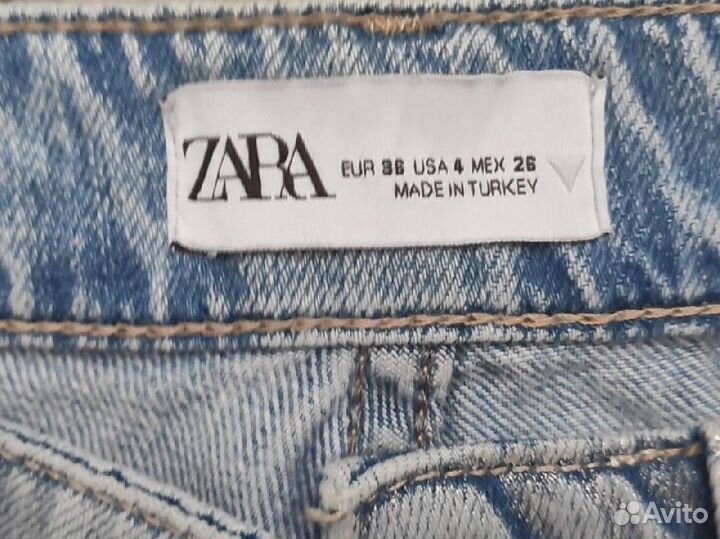 Джинсы zara металлик 36