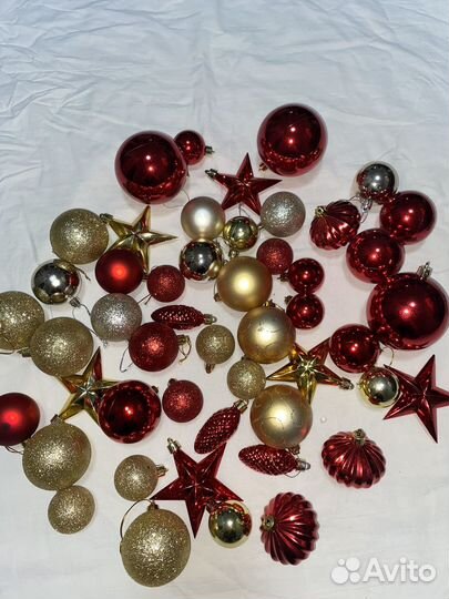 Новогодние игрушки + звезда на елку пакетом
