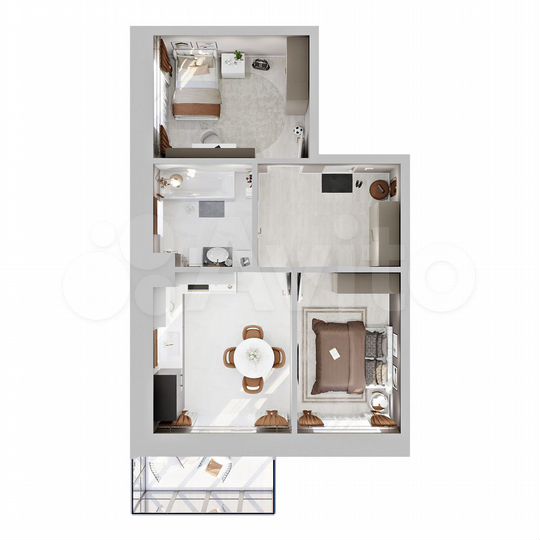 2-к. квартира, 57,1 м², 16/18 эт.