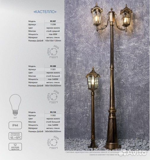 Светильник садовый столб PL107