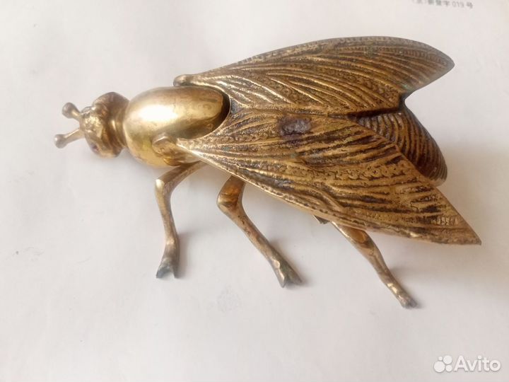 Пепельница ссср,бронза,Муха,с рубиновыми глазами