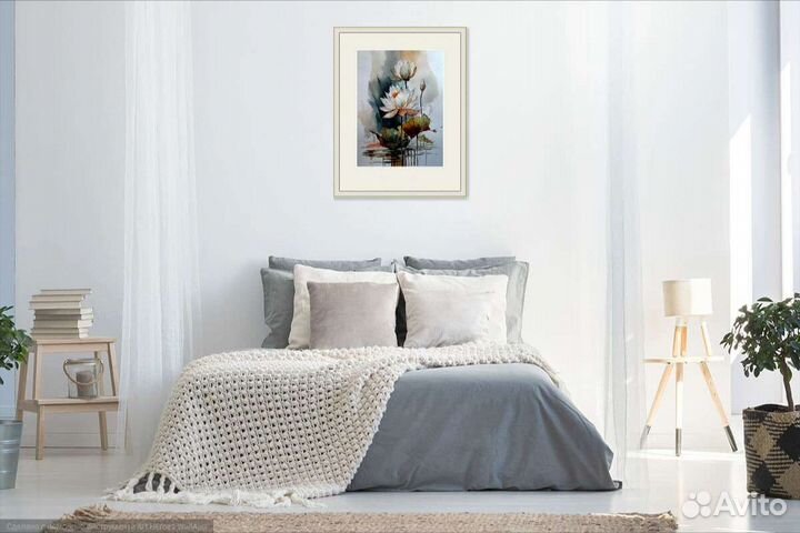 Картина акварелью 25х34 Лотосы