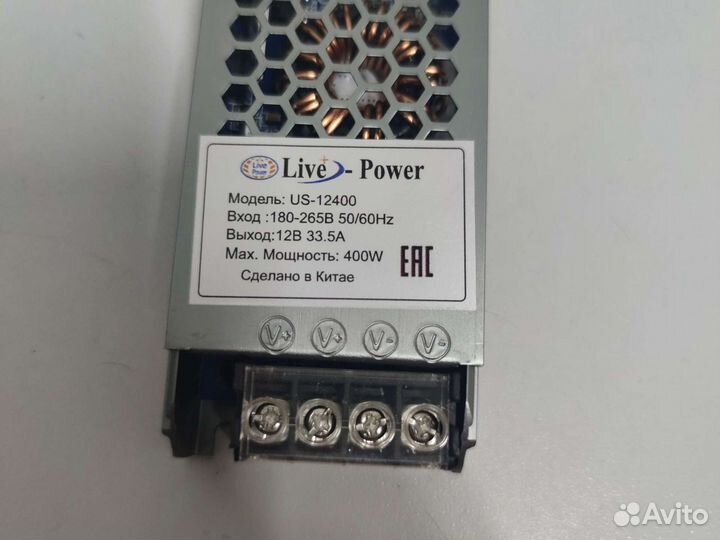 Блок питания, серия IP20-slim-12V-400W