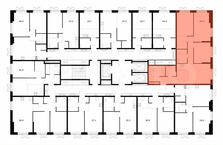 3-к. квартира, 85,4 м², 5/22 эт.
