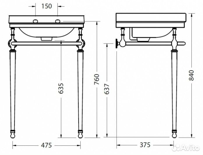 Раковина с подстольем Burlington Victorian B2 T22A