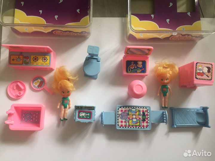 Лот из двух наборов(винтаж)мини куколка с мебелью