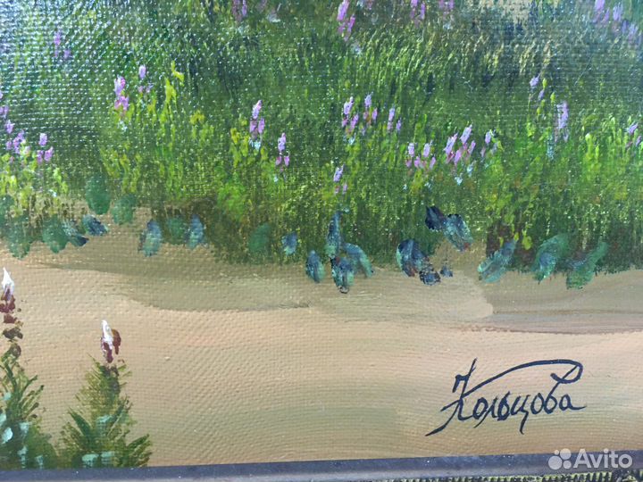 Картина маслом на холсте «Пейзаж с мостиком»