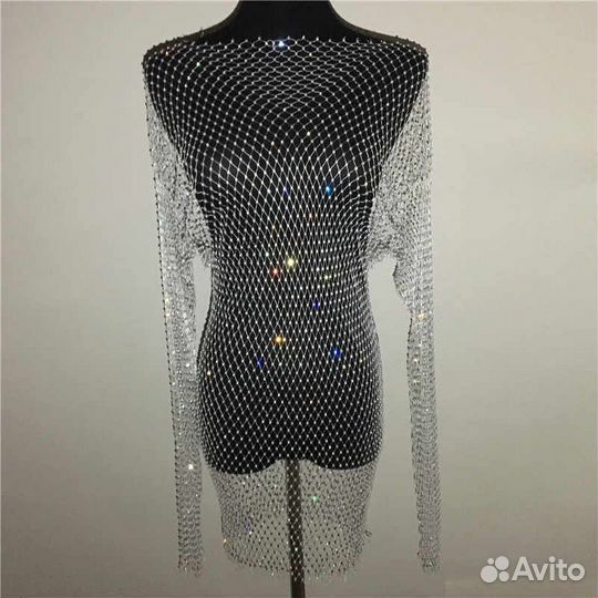 Платье сетка со стразами
