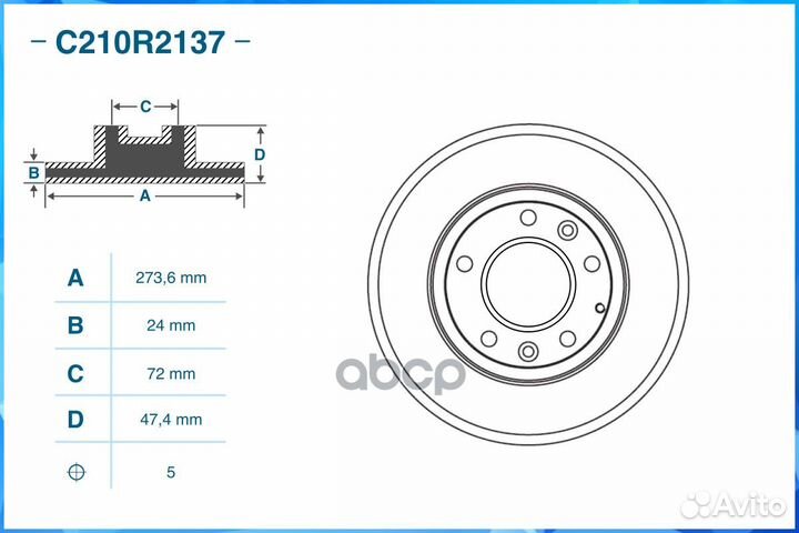 Диск тормозной передний, mazda C210R2137 cworks