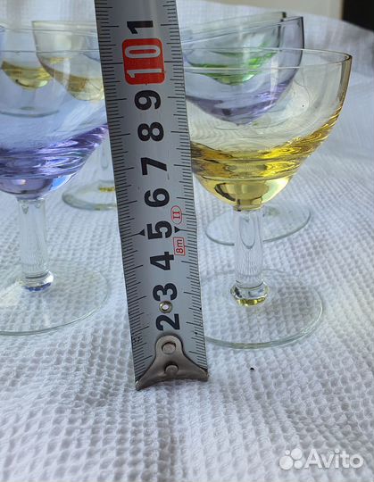 Фужеры цветные хрустальные Богемия, цена за все