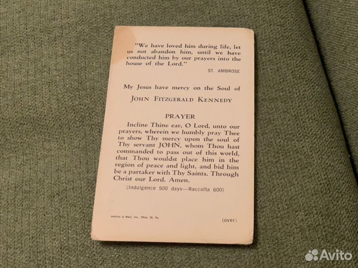 Коллекционная карточка Джон Кеннеди времен СССР