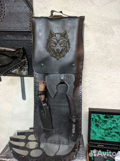 Набор шампуров в кожаном чехле