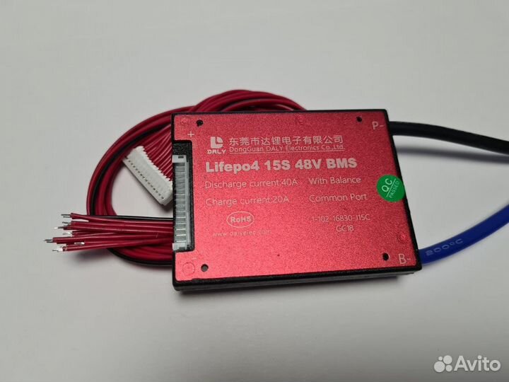 Плата контроля BMS lifepo4 15S 48V 40A