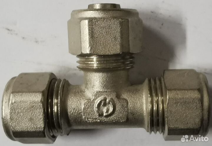 Тройник обжимной Valtec 20мм никелированная латунь