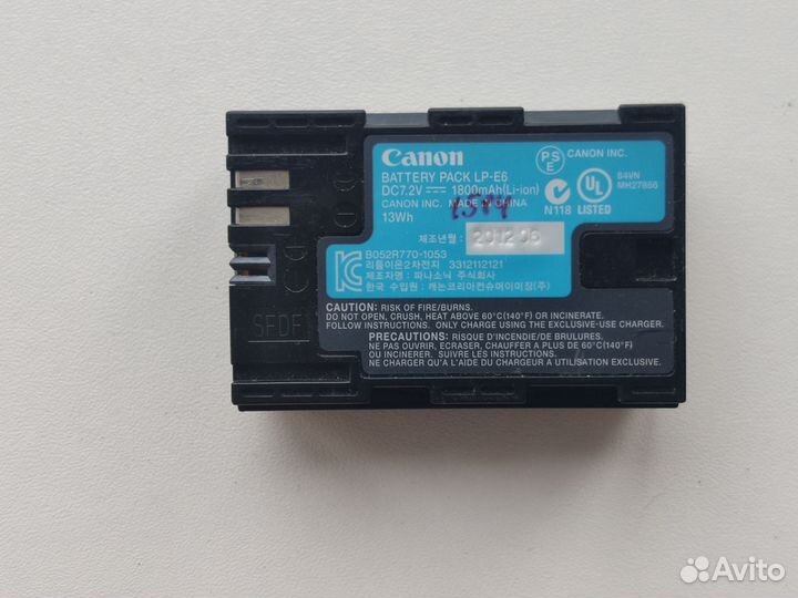 Ориг аккумулятор canon LP-E6 6D 60D 70D 7D 5D Mark
