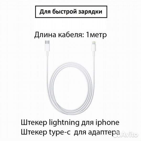 Провод для быстрой зарядки на iPhone 20W