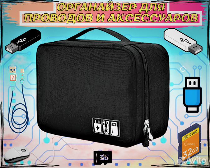 Органайзер для хранения проводов и зарядок